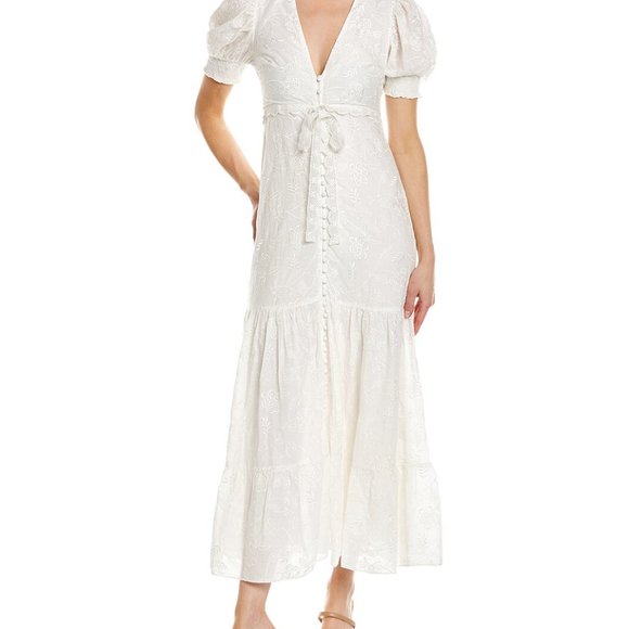 Alice + Olivia Dresses & Skirts - Alice‎ + Olivia Off White Stori White Eyelet Midi Dress Size 6 NWOT